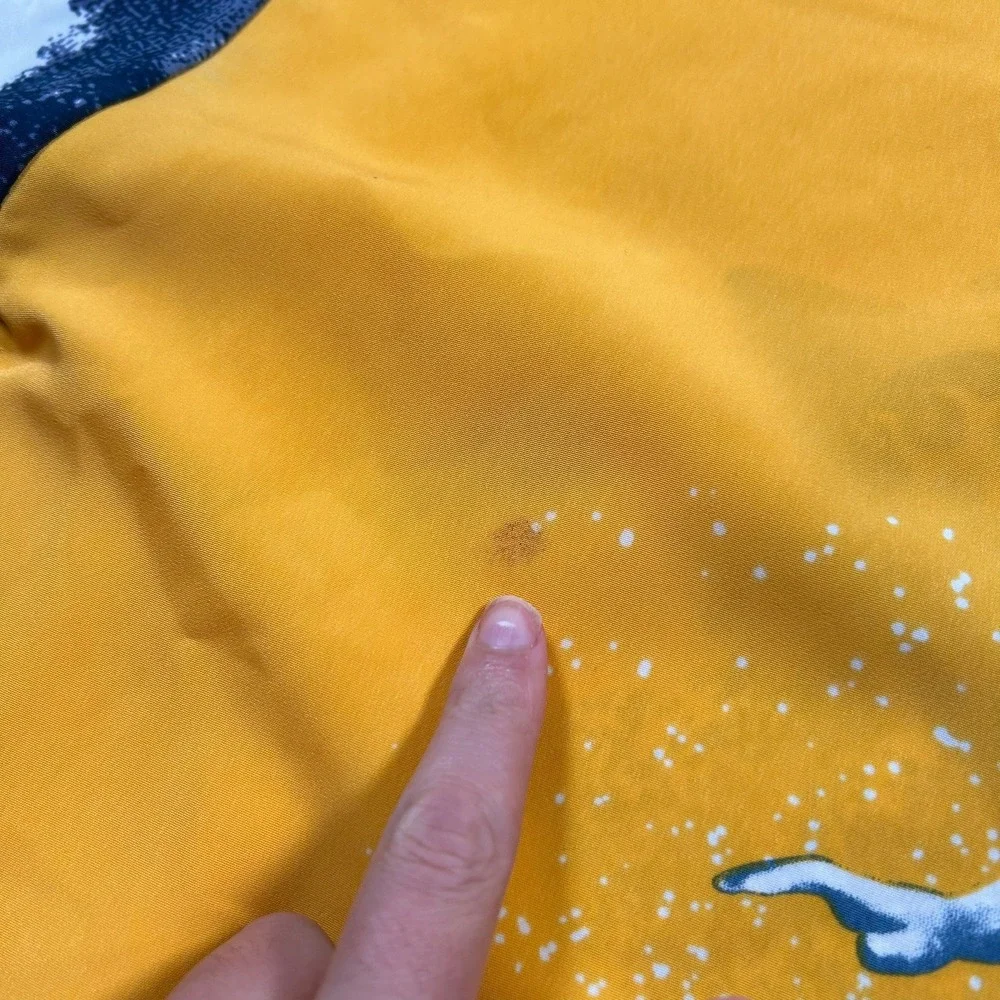 Ice Collection Button Up Shirt XXL Yellow Blue Vintage 90s Surfer Graphic Sport